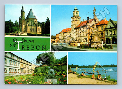 Pohlednice Třeboň Schwarzenberská hrobka náměstí koupaliště (M35031)