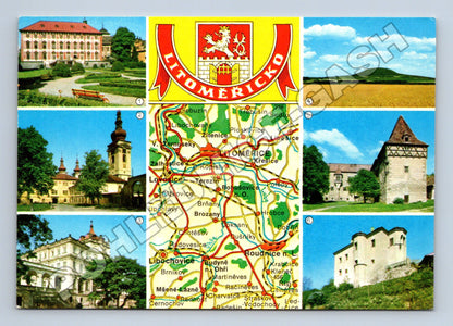 Pohlednice Litoměřicko koláž památek a mapa (M35032)