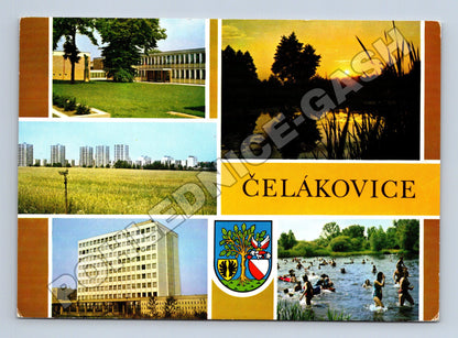 Pohlednice Čelákovice koláž motivů 1970 (M35049)