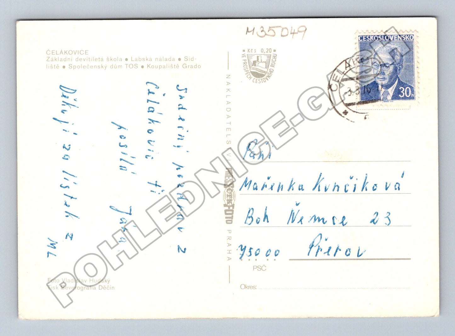Pohlednice Čelákovice koláž motivů 1970 (M35049)