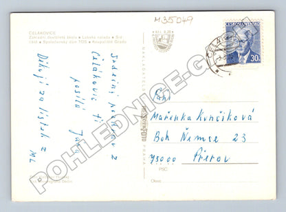 Pohlednice Čelákovice koláž motivů 1970 (M35049)