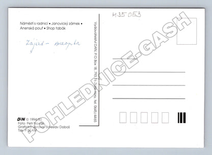 Pohlednice Rýmařov náměstí, zámek, poutní místo, obchod 1994 (M35053)