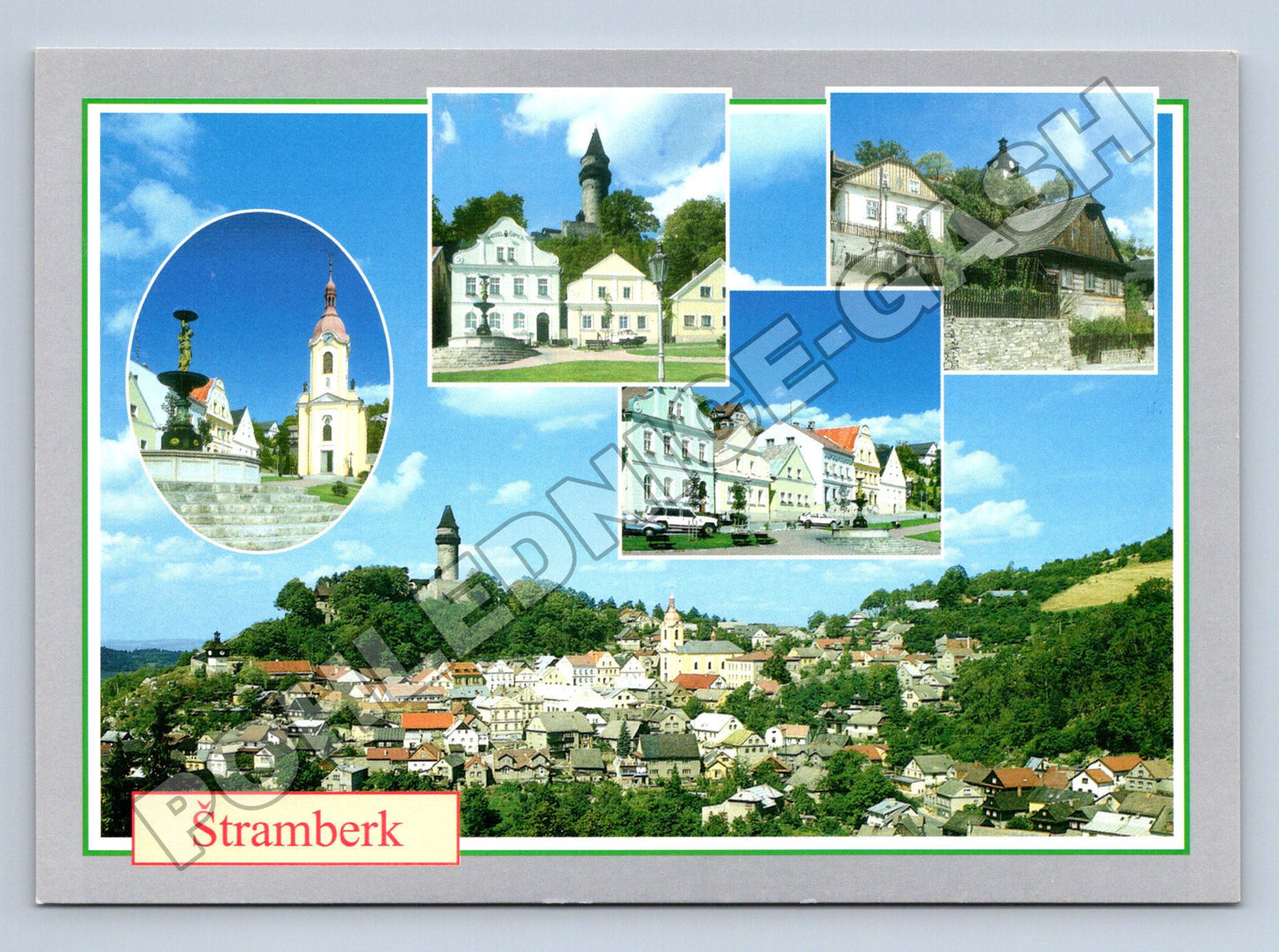 Pohlednice Štramberk koláž s věží Trúba a domy (M35055)