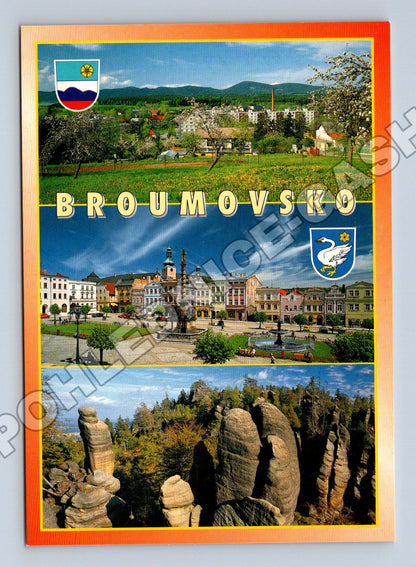Pohlednice Broumovsko kombinace krajiny a města (M35056)