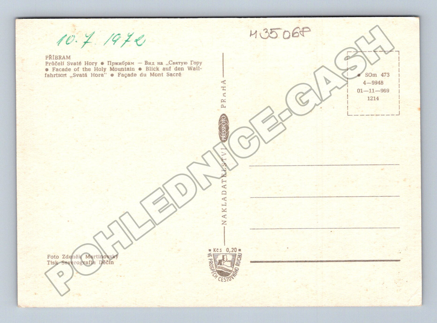 Pohlednice Příbram Svatá Hora Pročelí 1978 (M35068)