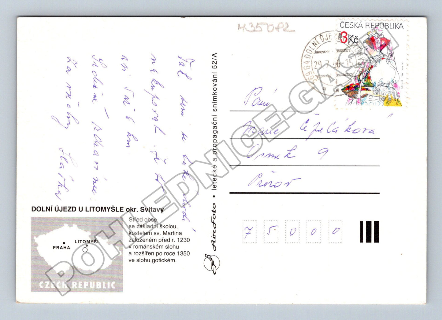 Pohlednice Dolní Újezd letecký pohled 1996 (M35082)