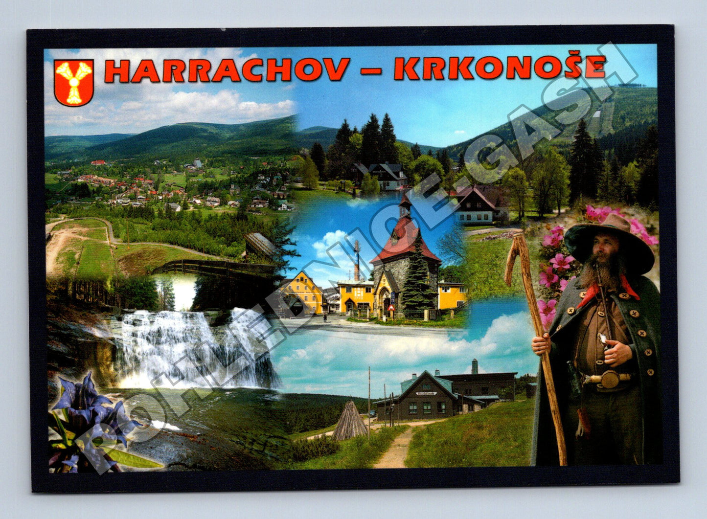 Pohlednice Harrachov Krkonoše koláž motivů 2011 (M35094)