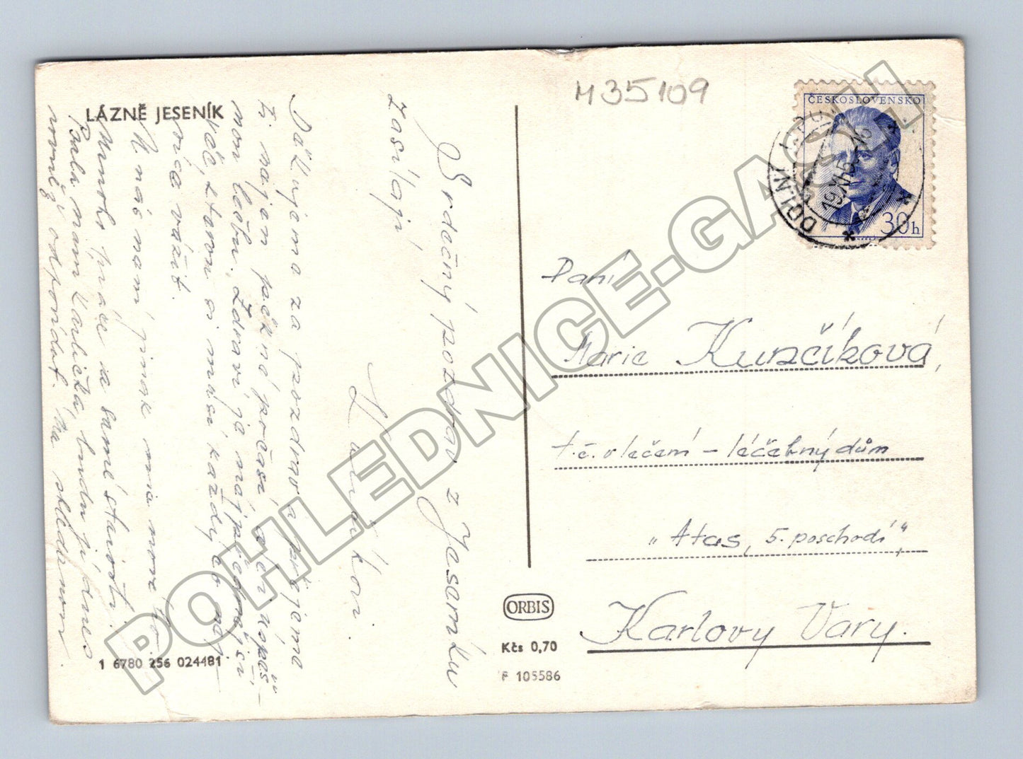 Pohlednice Lázně Jeseník lázeňský dům 1940 (M35109)
