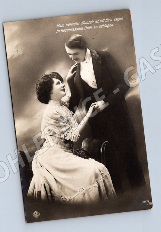 Pohlednice romantický německý motiv prošlá (M3511)