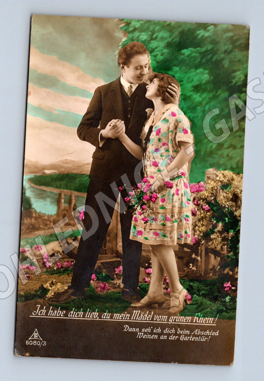 Pohlednice romantický pár kolor ČSR do 1950 (M3512)