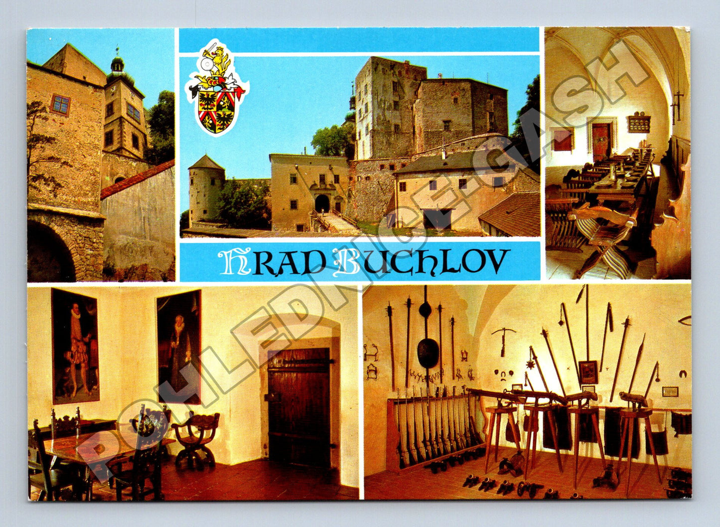 Pohlednice Hrad Buchlov koláž interiér exteriér 1989 (M35140)