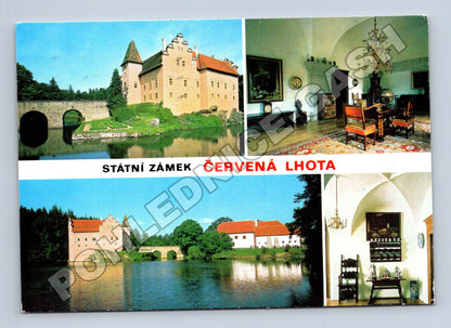 Pohlednice Červená Lhota zámek interiér exteriér (M35146)