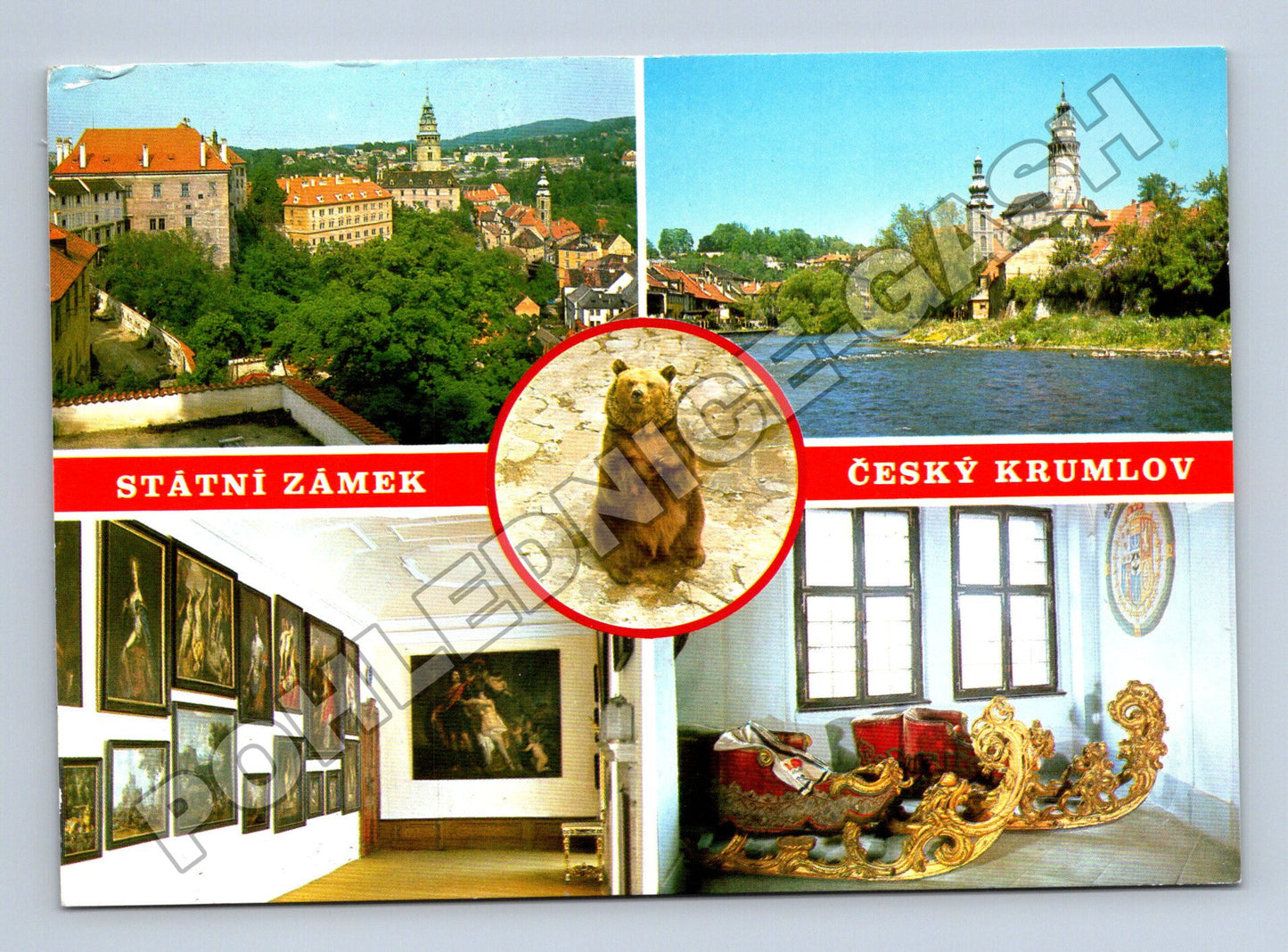 Pohlednice Český Krumlov státní zámek a medvěd (M35170)