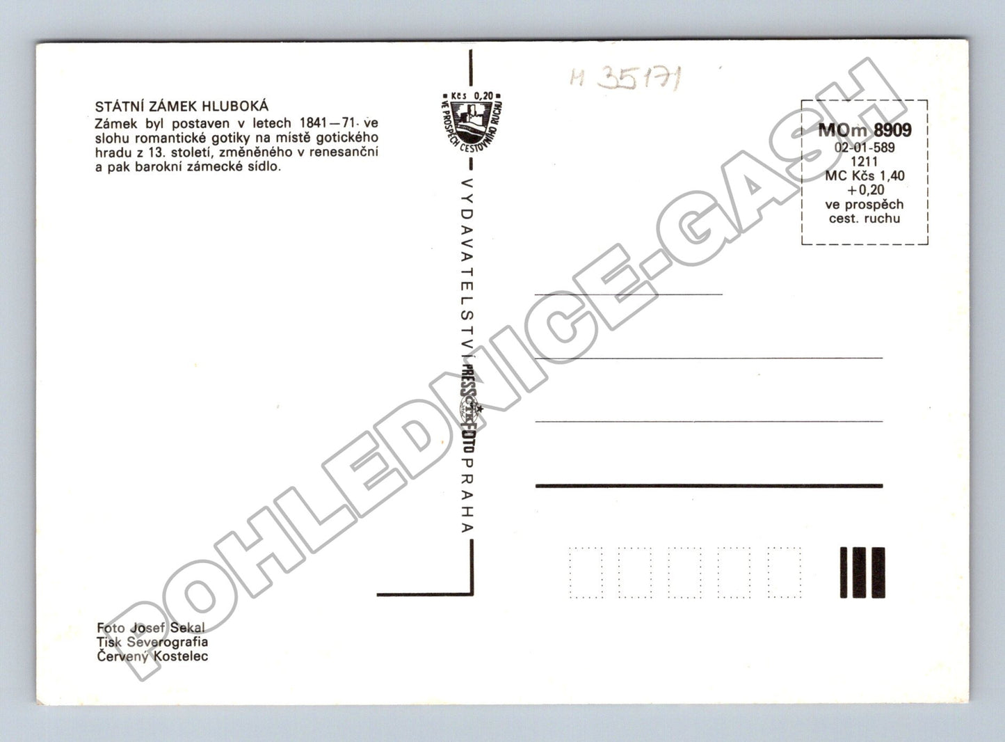 Pohlednice Hluboká zámek interiér a exteriér (M35171)