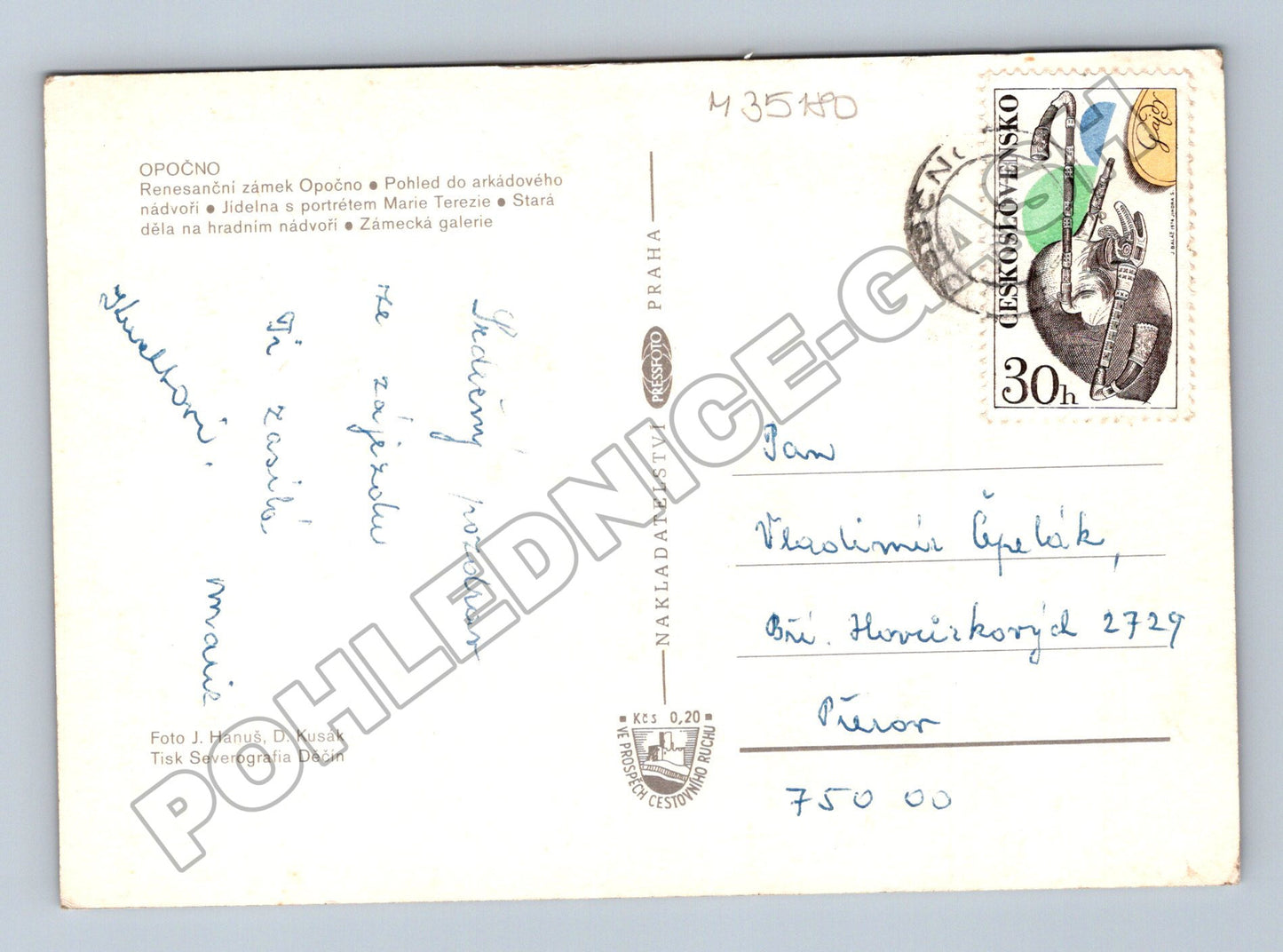 Pohlednice Opočno zámek a interiéry 1970 (M35180)
