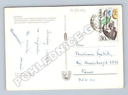 Pohlednice Opočno zámek a interiéry 1970 (M35180)