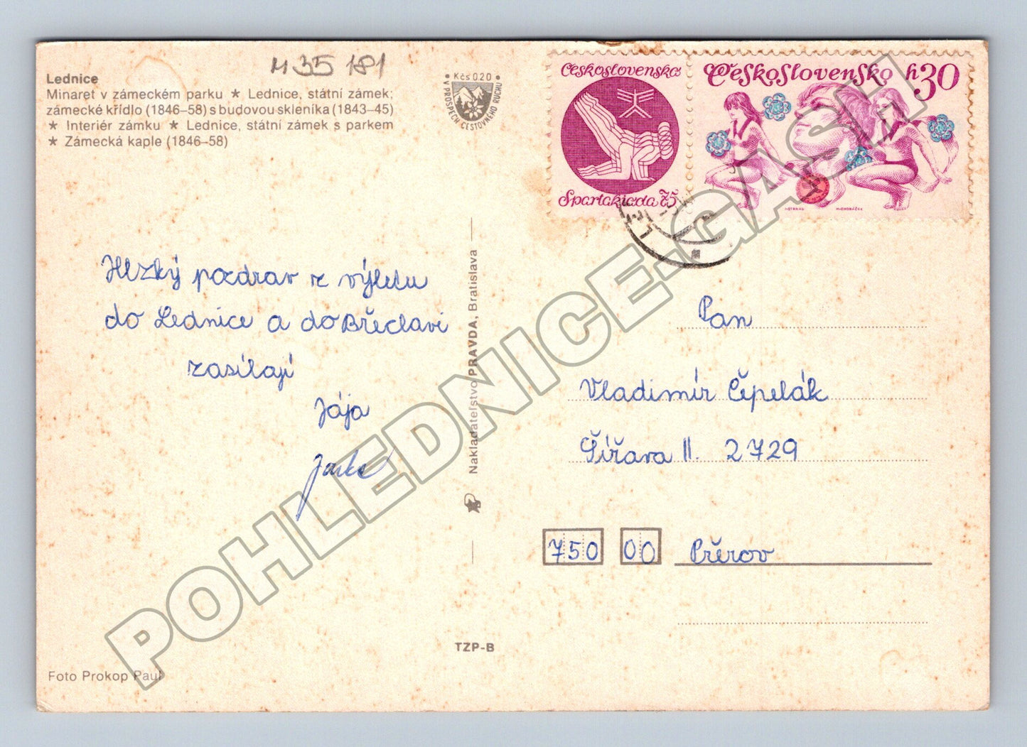 Pohlednice Lednice zámek koláž 1965 (M35181)