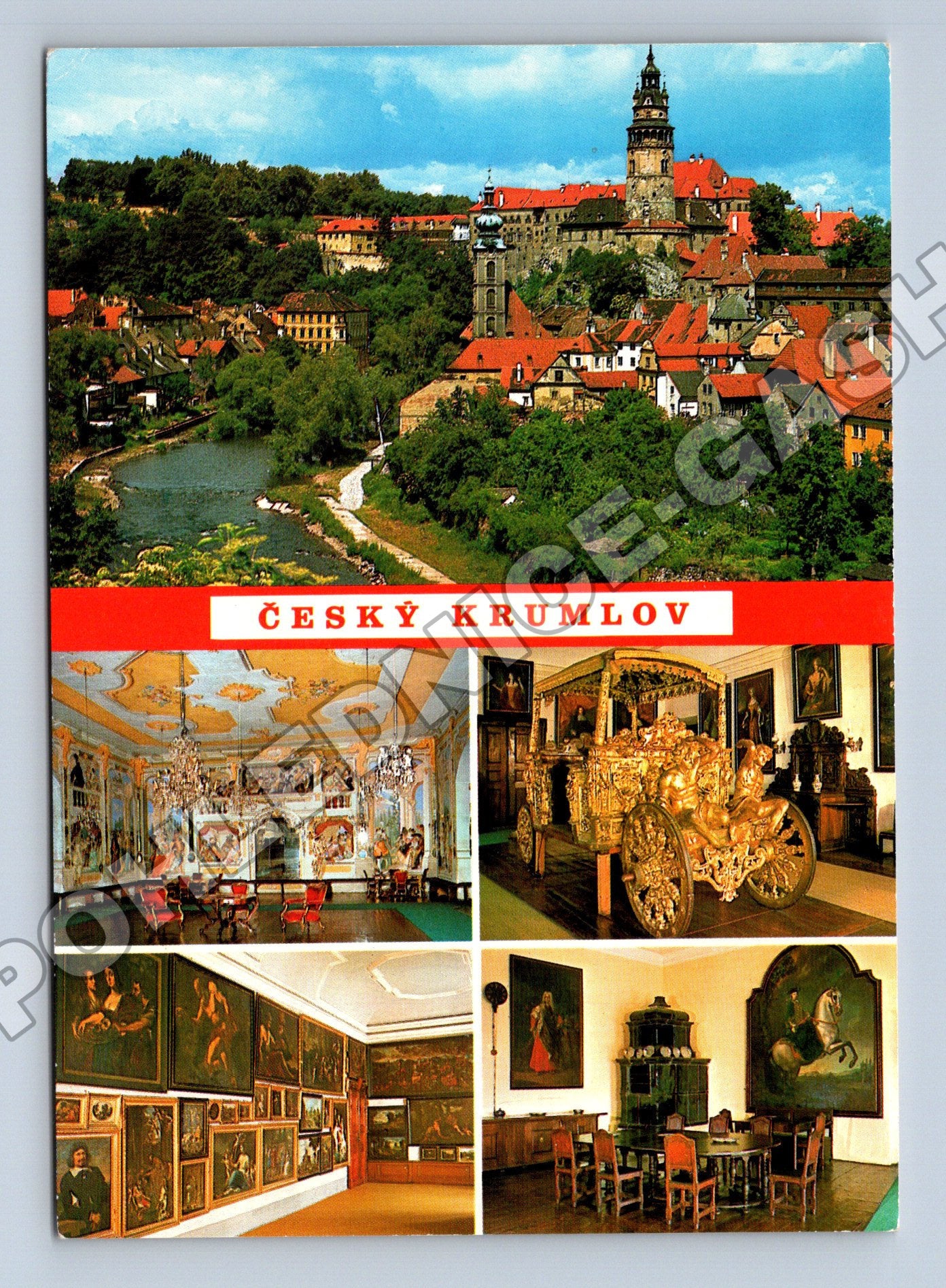 Pohlednice Český Krumlov hrad zámek koláž 1969 (M35191)