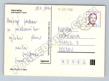 Pohlednice Vranov nad Dyjí hrad a vesnice dle litografie (M35196)