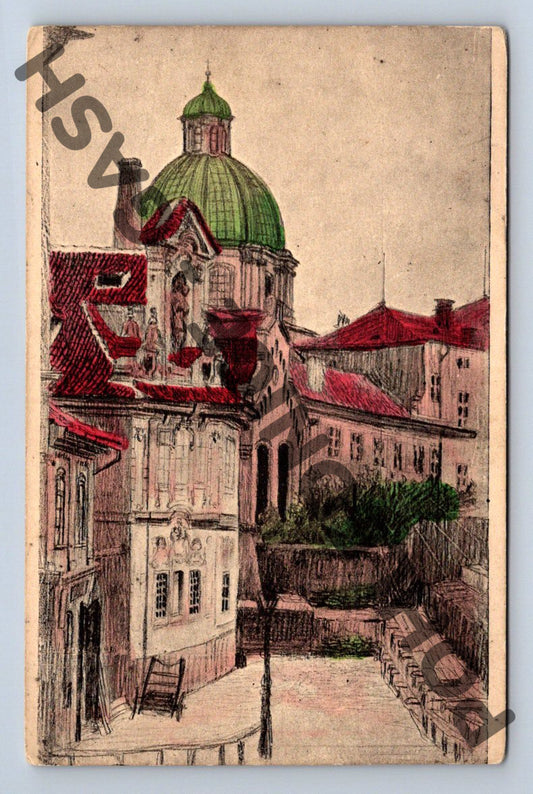 Pohlednice Praha Karlův most a kostel sv Františka stará (M352)