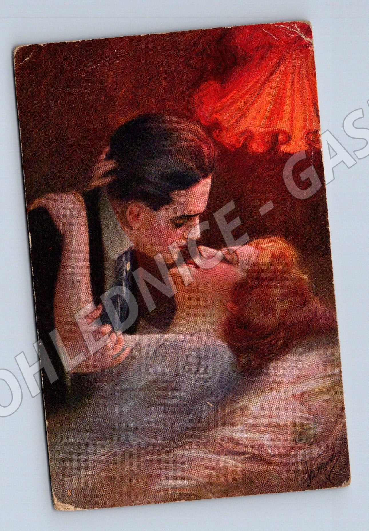 Pohlednice romantika polibek Československo (M3521)