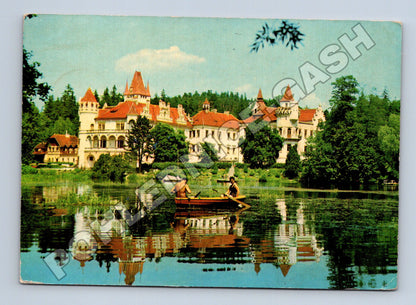 Pohlednice Zámky u Štěnovic zámek s loďkou cca 1960 (M35221)