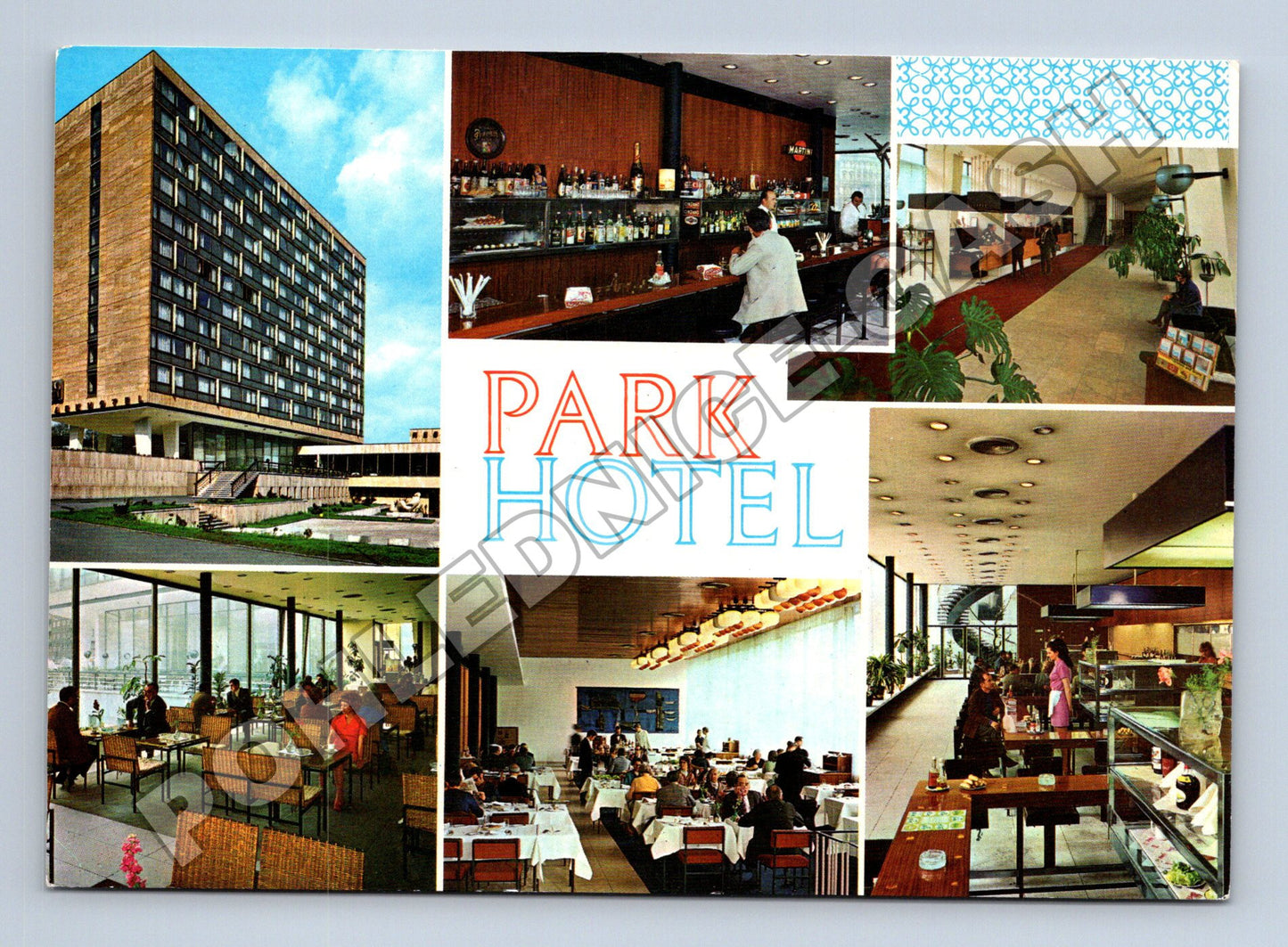 Pohlednice Praha Park Hotel interiér koláž 1986 (M35236)