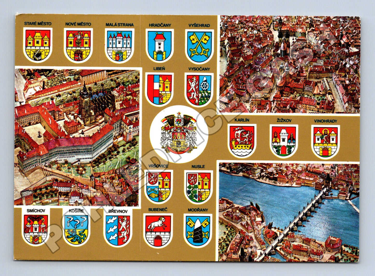 Pohlednice Praha znaky městských částí Langweilův model (M35239)