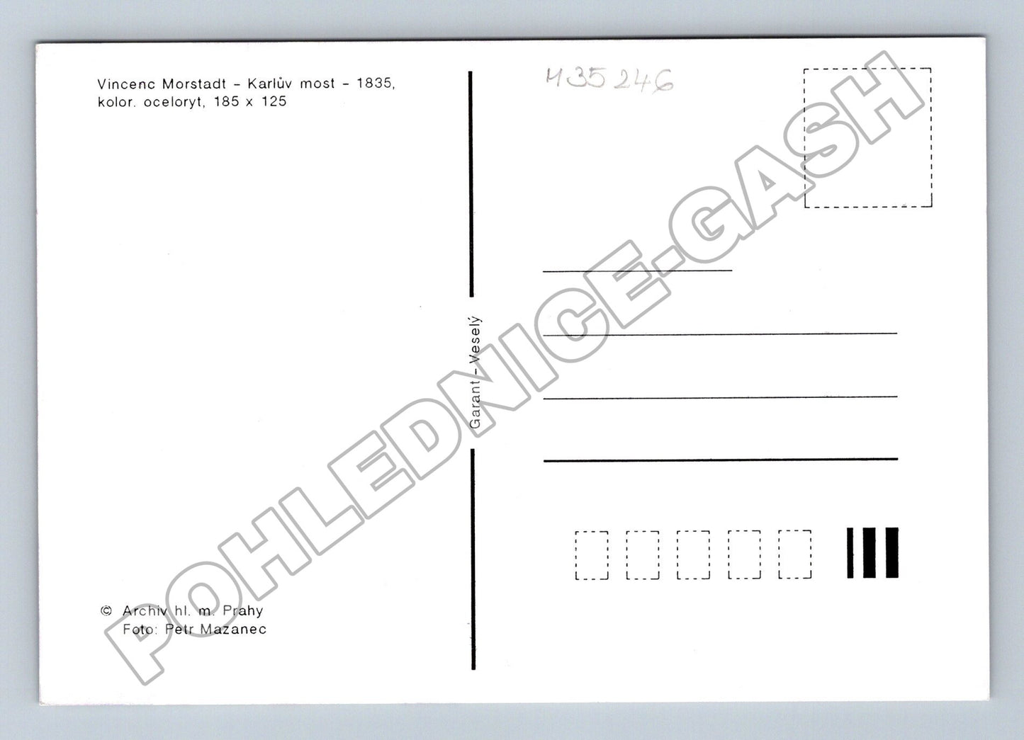 Pohlednice Praha Karlův most Vincenc Morstadt 1835 (M35246)