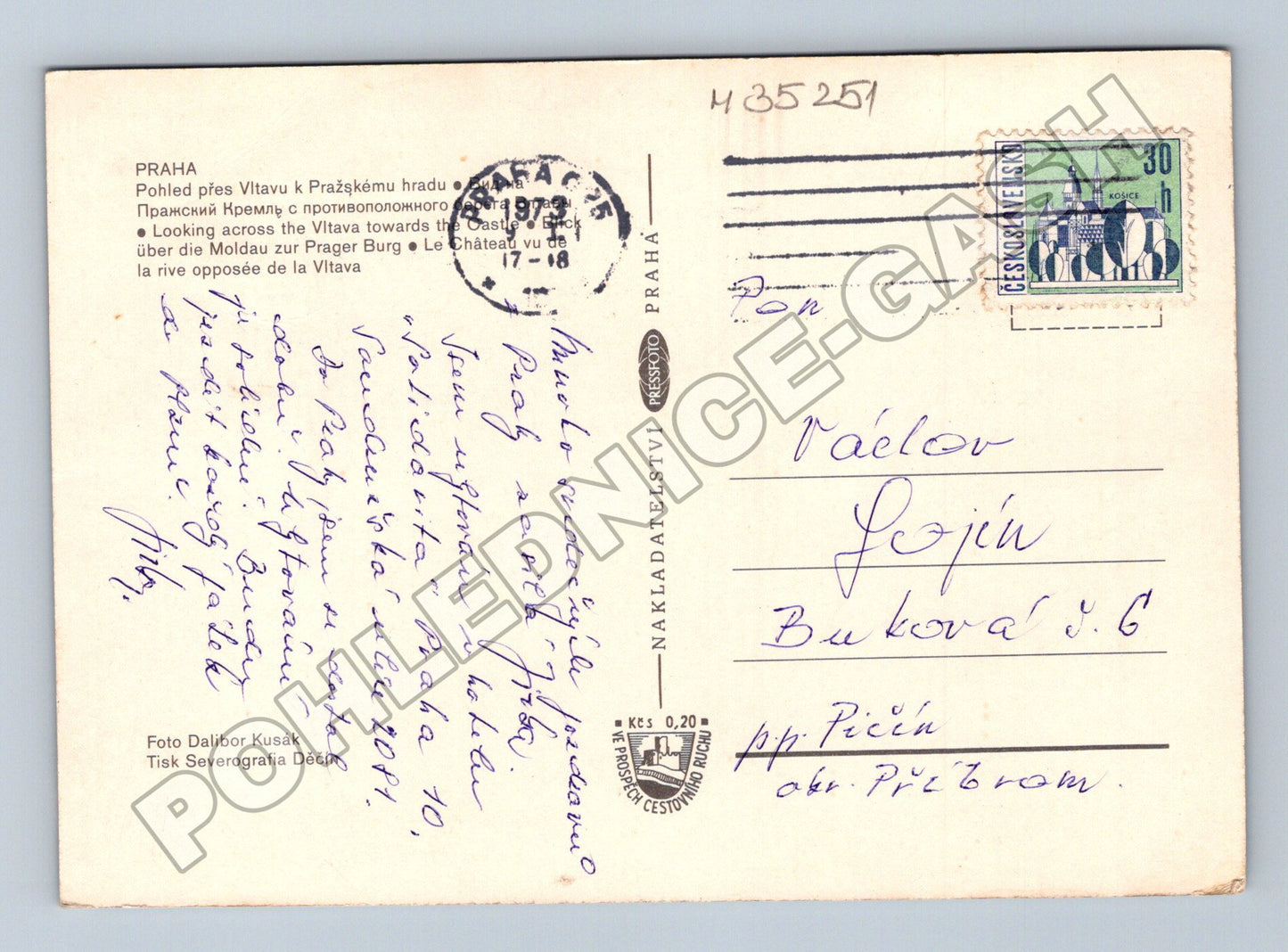 Pohlednice Praha Vltava Pražský hrad 1973 (M35251)