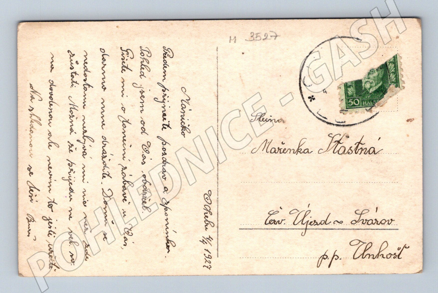 Pohlednice herečka kolor 1927 (M3527)