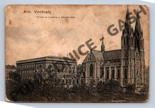 Pohlednice Královské Vinohrady chrám sv Ludmily a Národní dům (M353)