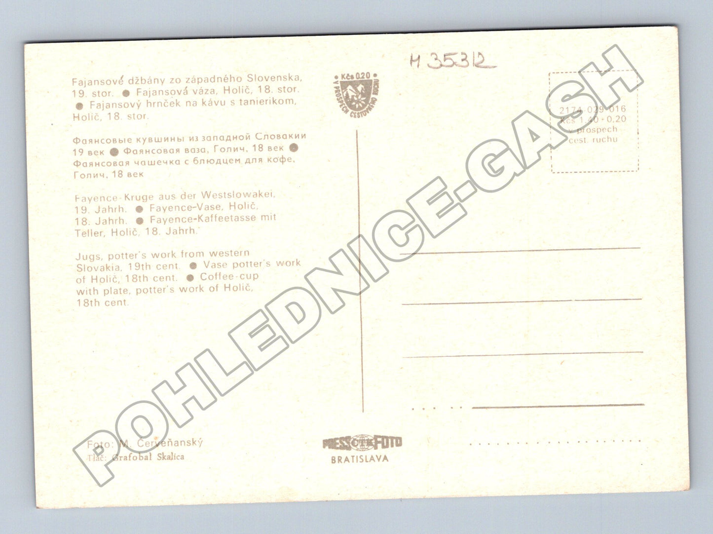 Pohlednice Slovensko Bratislava hrad a fajans M35312