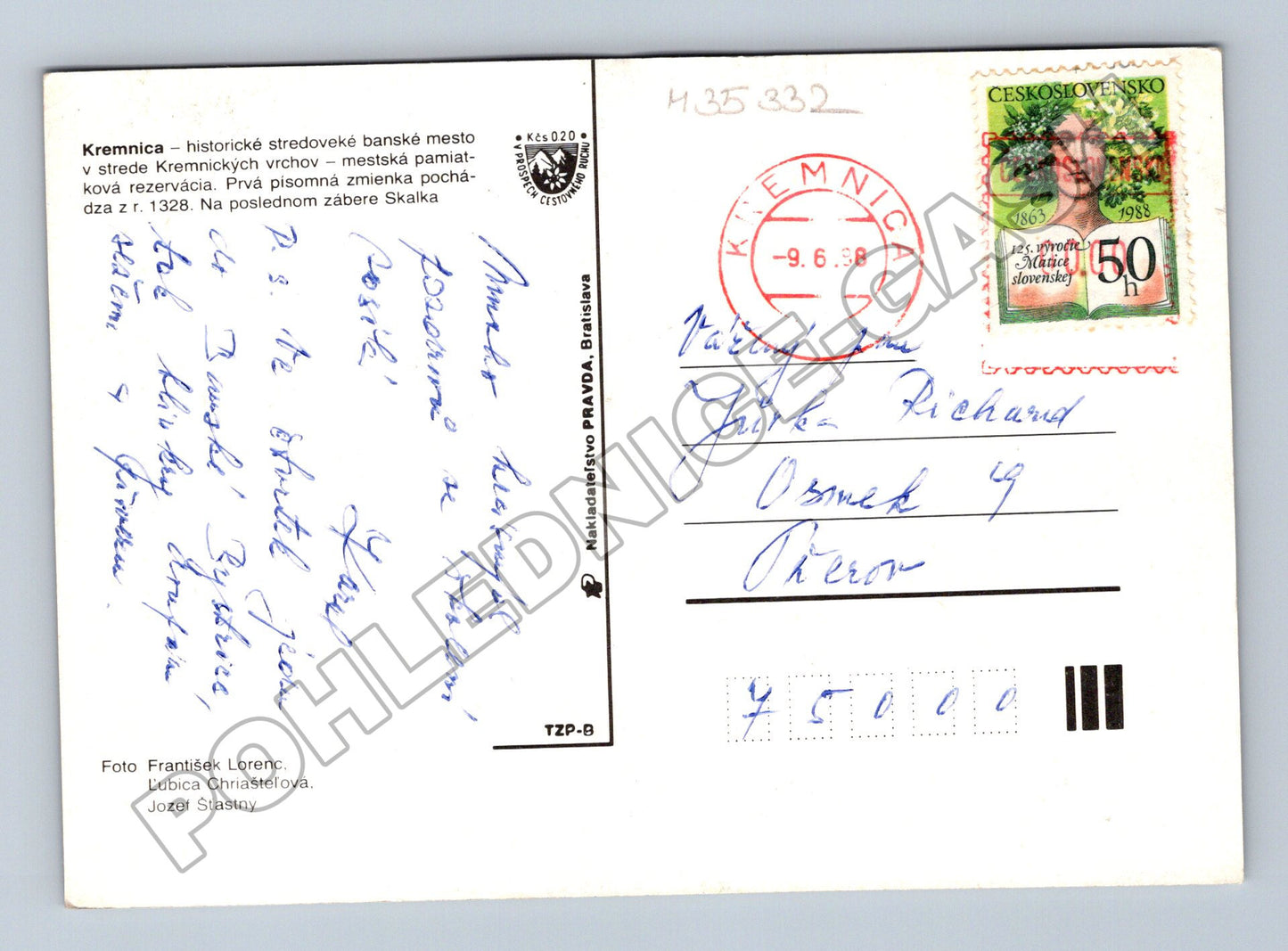 Pohlednice Slovensko Kremnica Skalka 1988 (M35332)