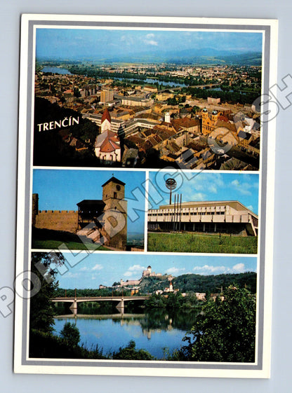 Pohlednice Slovensko Trenčín koláž města hrad sportovní hala (M35347)