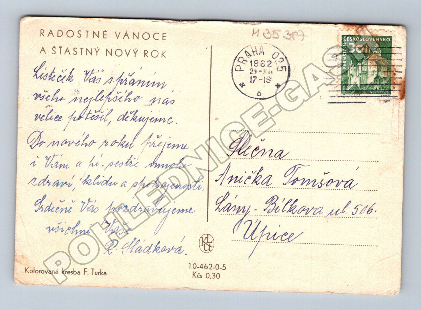 Pohlednice abstraktní vánoční motiv 1962 (M35387)