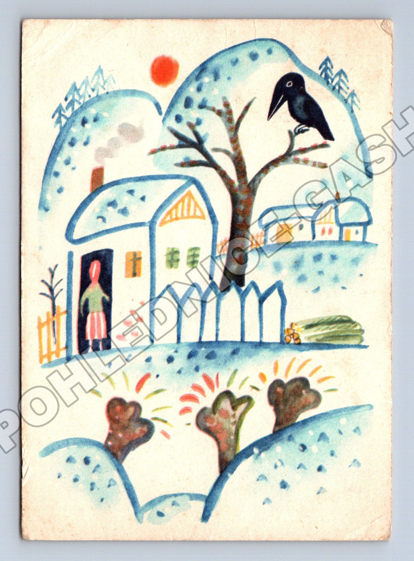 Pohlednice Vánoční abstraktní motiv 1950s (M35388)