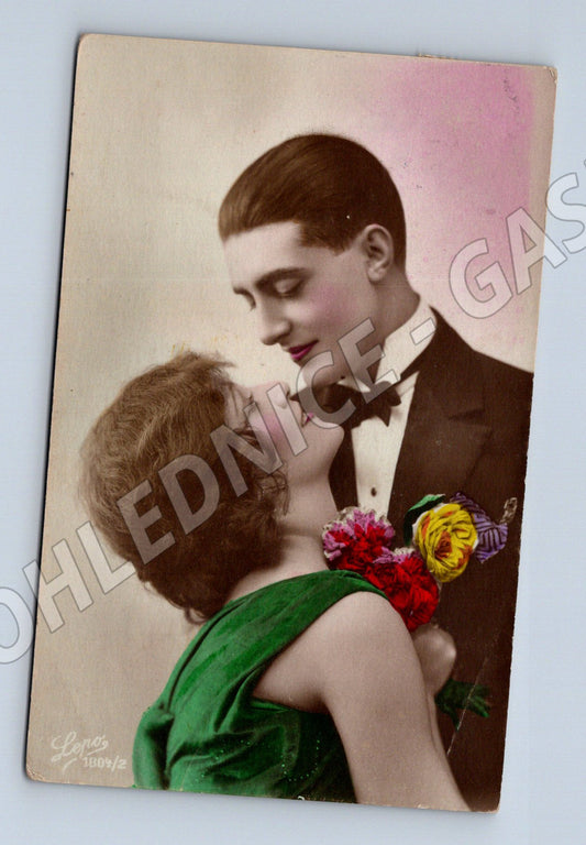 Pohlednice zamilovaný pár první pol 20 stol (M3540)
