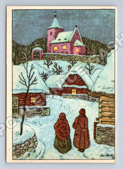 Pohlednice Jos. Lada Vánoční zimní krajina 1949 (M35432)