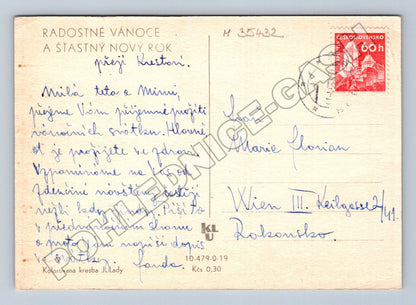 Pohlednice Jos. Lada Vánoční zimní krajina 1949 (M35432)