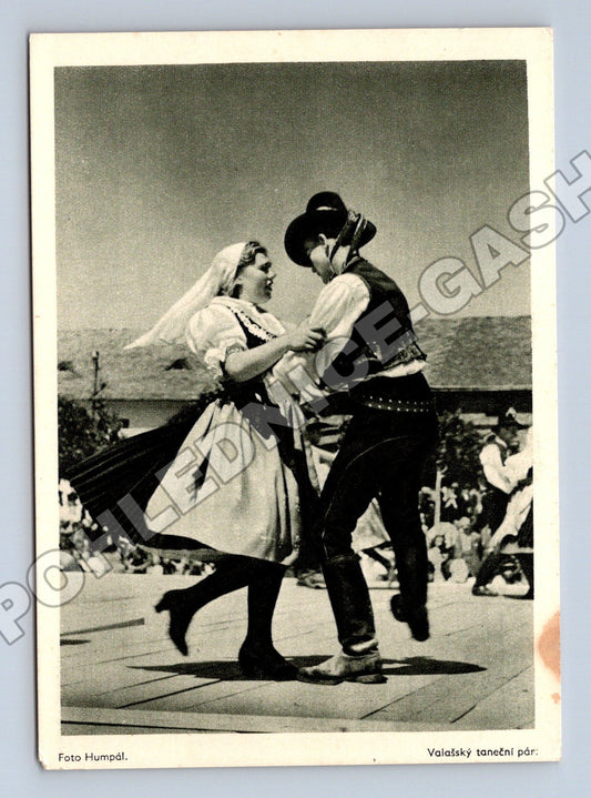Pohlednice Valašský taneční pár, zahájení žní 1944 (M35450)