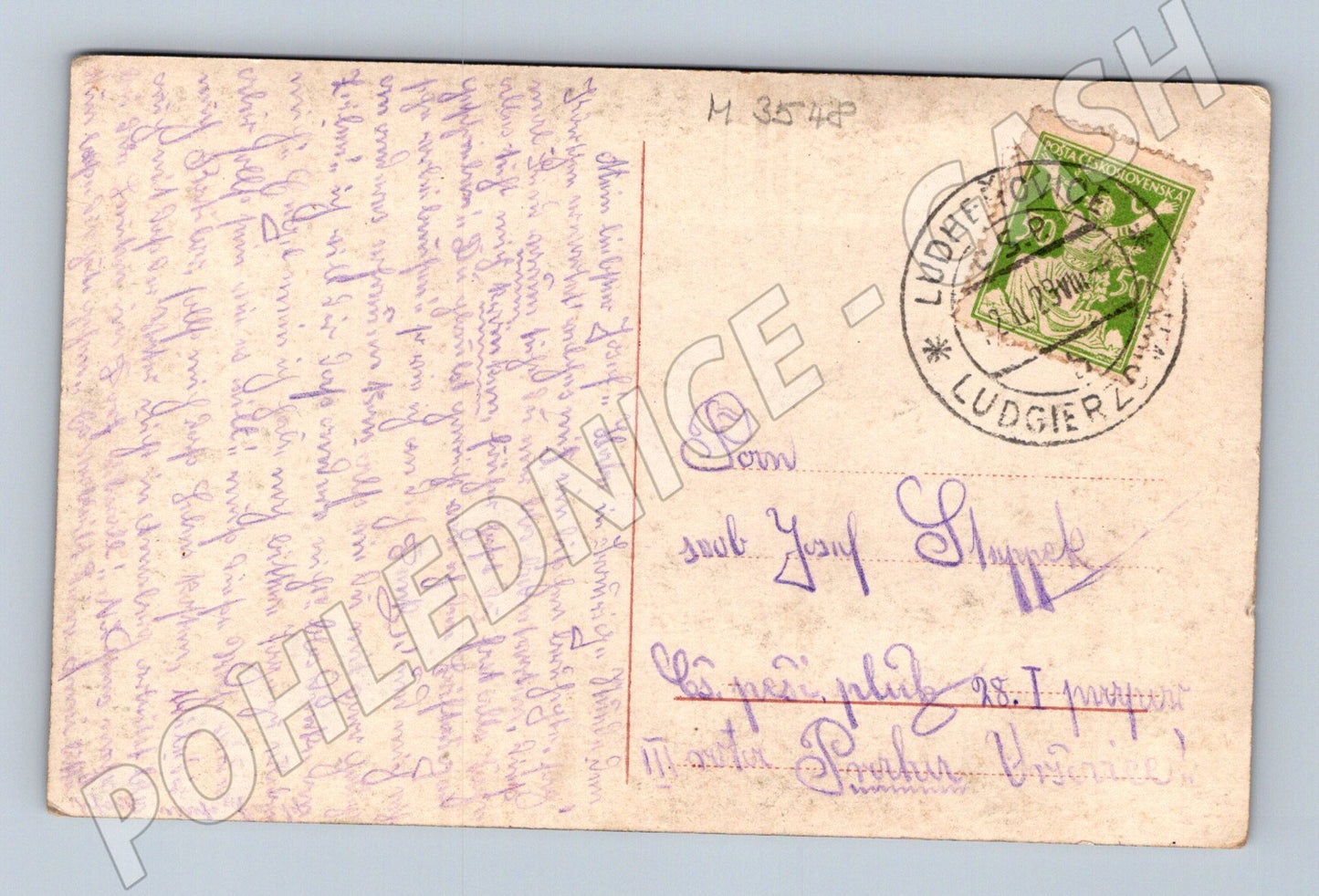 Pohlednice romantický portrét páru razítko (M3548)