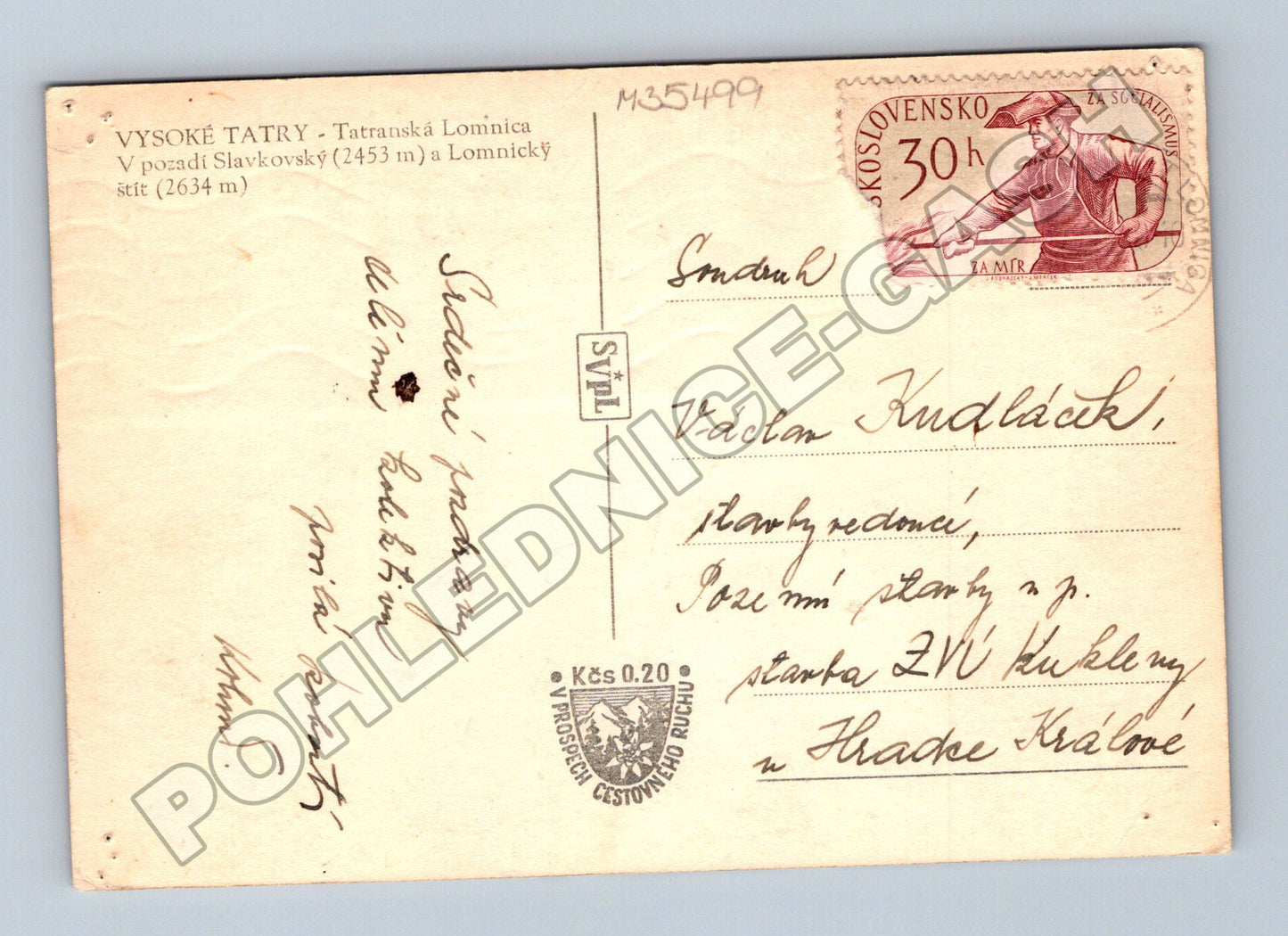 Pohlednice Slovensko Vysoké Tatry Lomnický štít 1950s (M35499)
