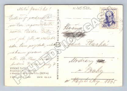 Pohlednice Slovensko Vysoké Tatry Prostředný hrot 1950s (M35522)