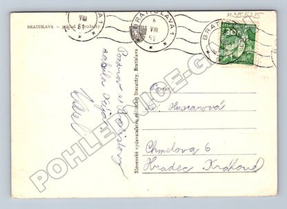 Pohlednice Slovensko Bratislava hrad Dunaj 1947 (M35525)