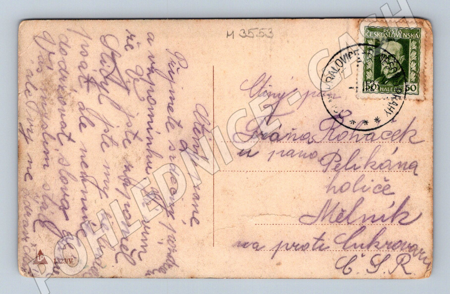 Pohlednice milenci květiny ČSR 1 pol 20 stol (M3553)