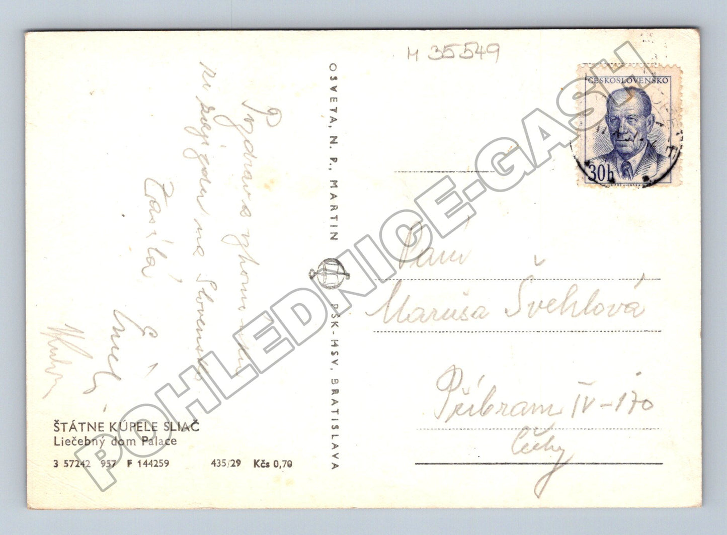Pohlednice Slovensko Sliač Léčebný dom Palace cca 1960 (M35549)