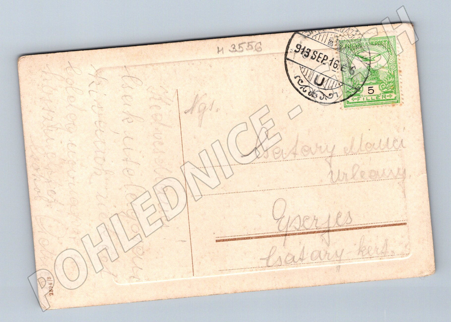 Pohlednice dáma v klobouku kolor 1913 (M3556)