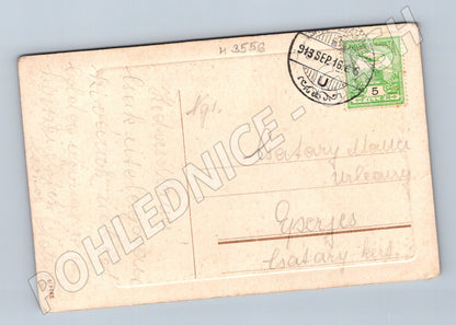 Pohlednice dáma v klobouku kolor 1913 (M3556)