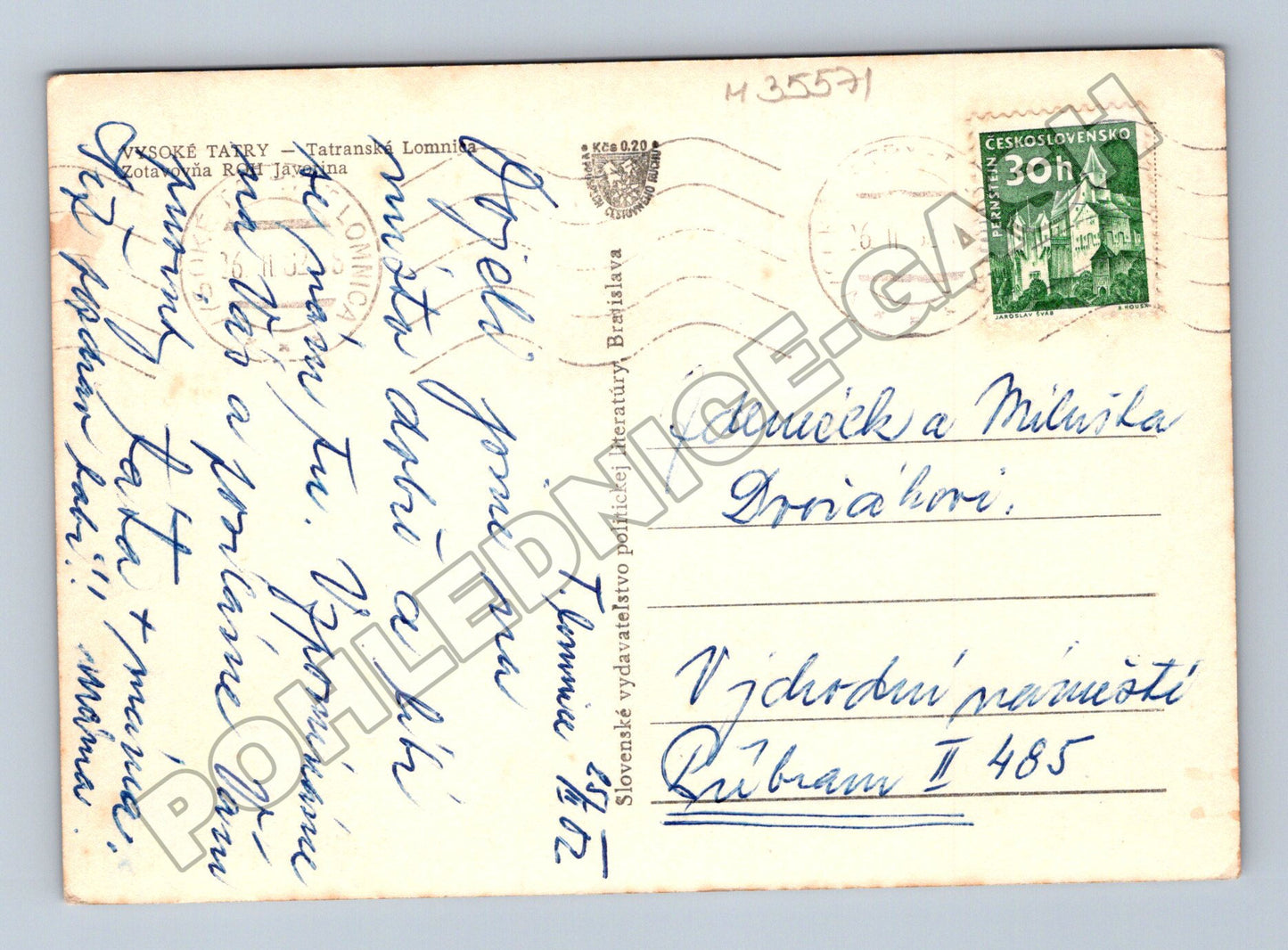 Pohlednice Slovensko Tatranská Lomnica Hotel Javorina 1947 (M35571)